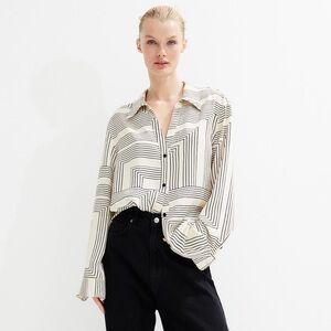 H&M Geometric Black and White Button Down Shirt